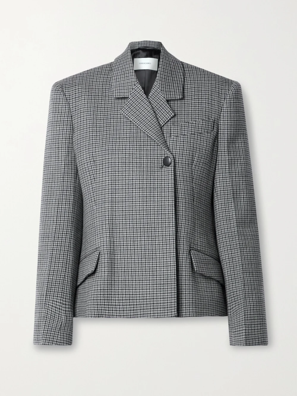 Ferragamo Houndstooth Wool Blazer in gray