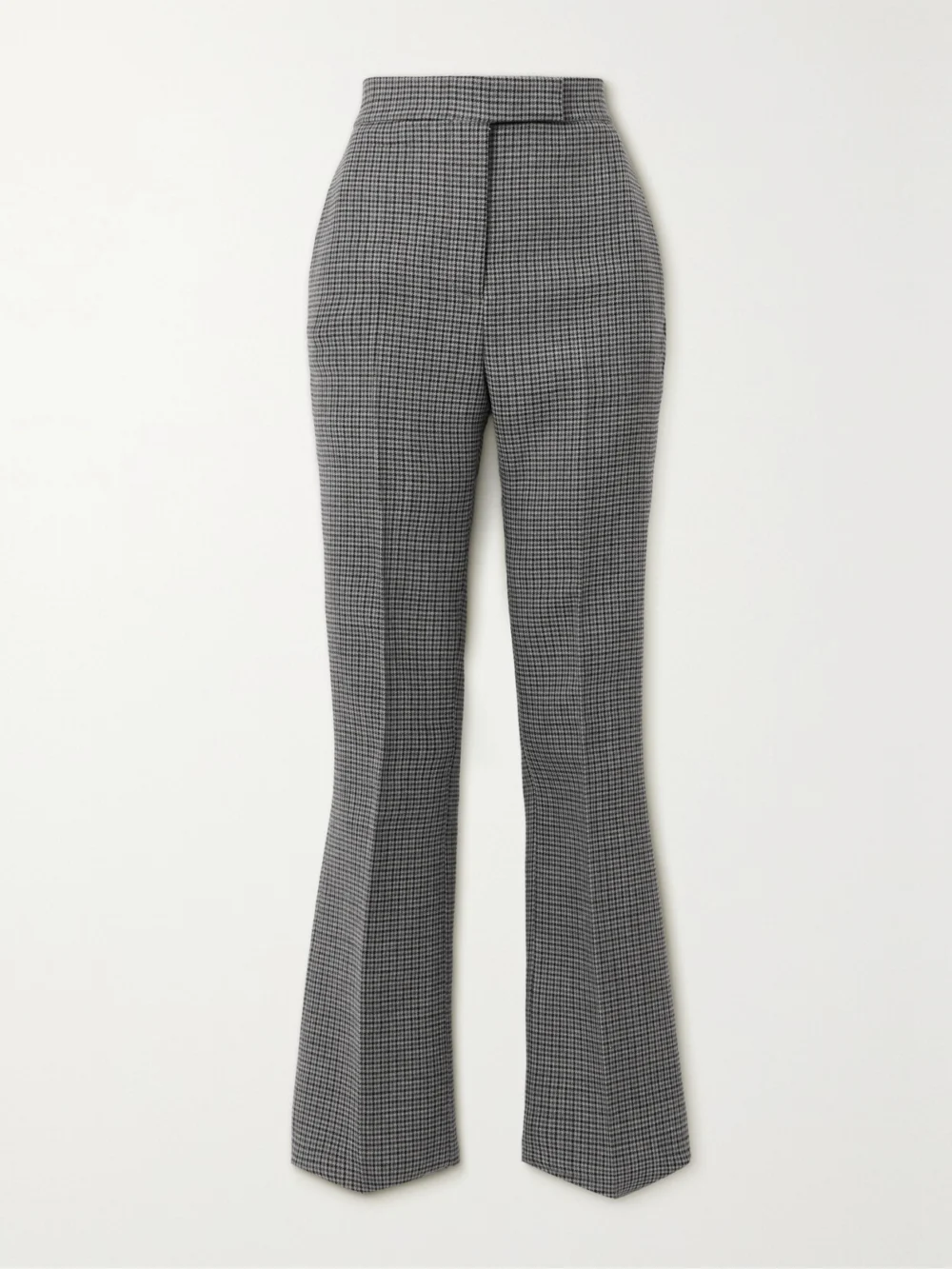Ferragamo Houndstooth Wool-tweed Flared Pants in gray