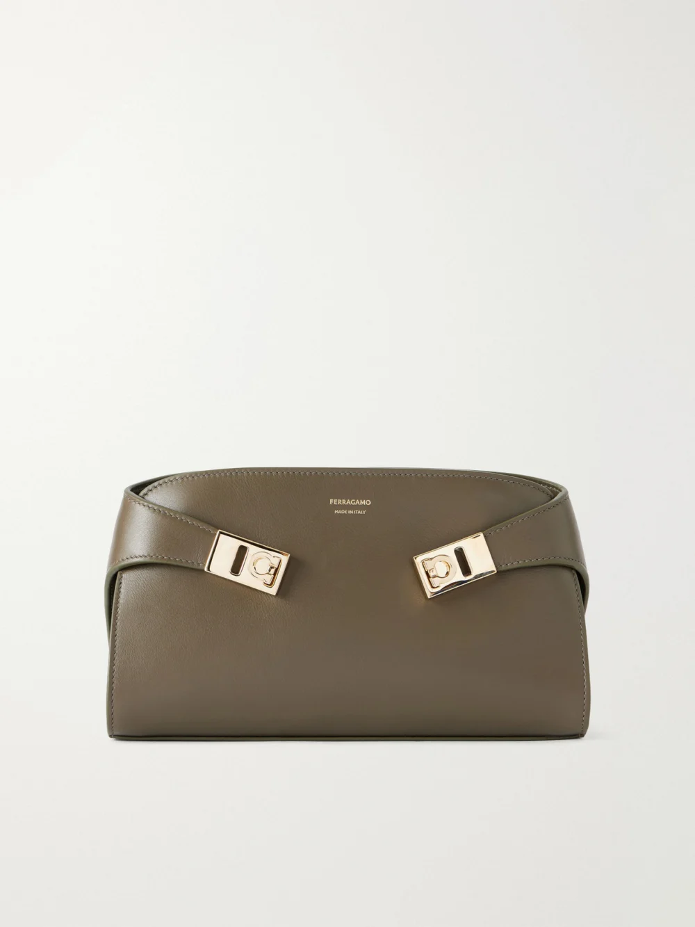 Ferragamo Hug Embellished Textured-leather Shoulder Bag in army green