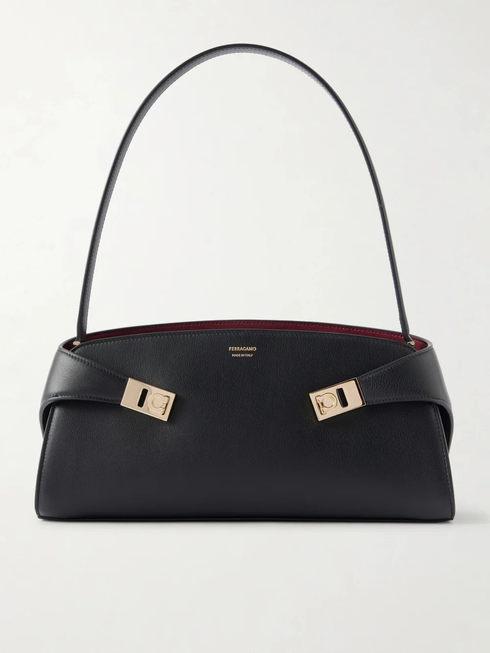 Ferragamo Hug Leather Shoulder Bag in black