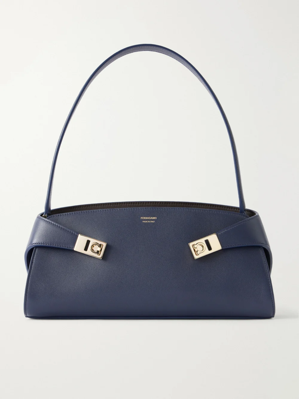 Ferragamo Hug Leather Shoulder Bag in navy