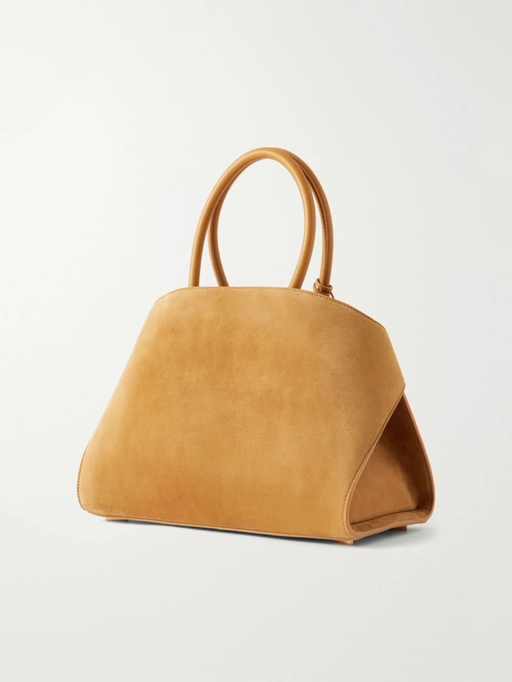 Back view of the Ferragamo Hug Small Embellished Leather-trimmed Suede Tote