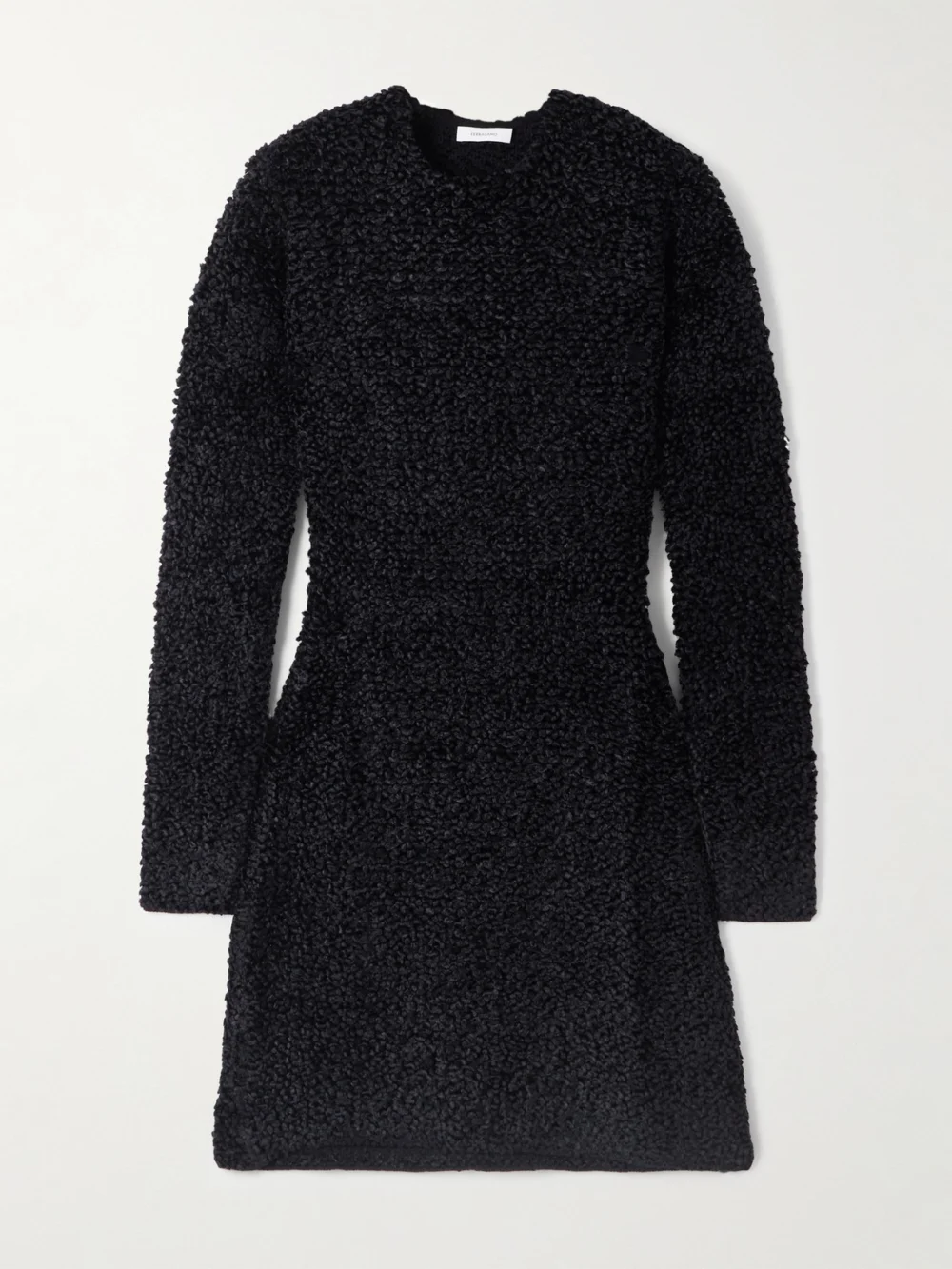 Ferragamo Jacquard-knit Bouclé Mini Dress in black