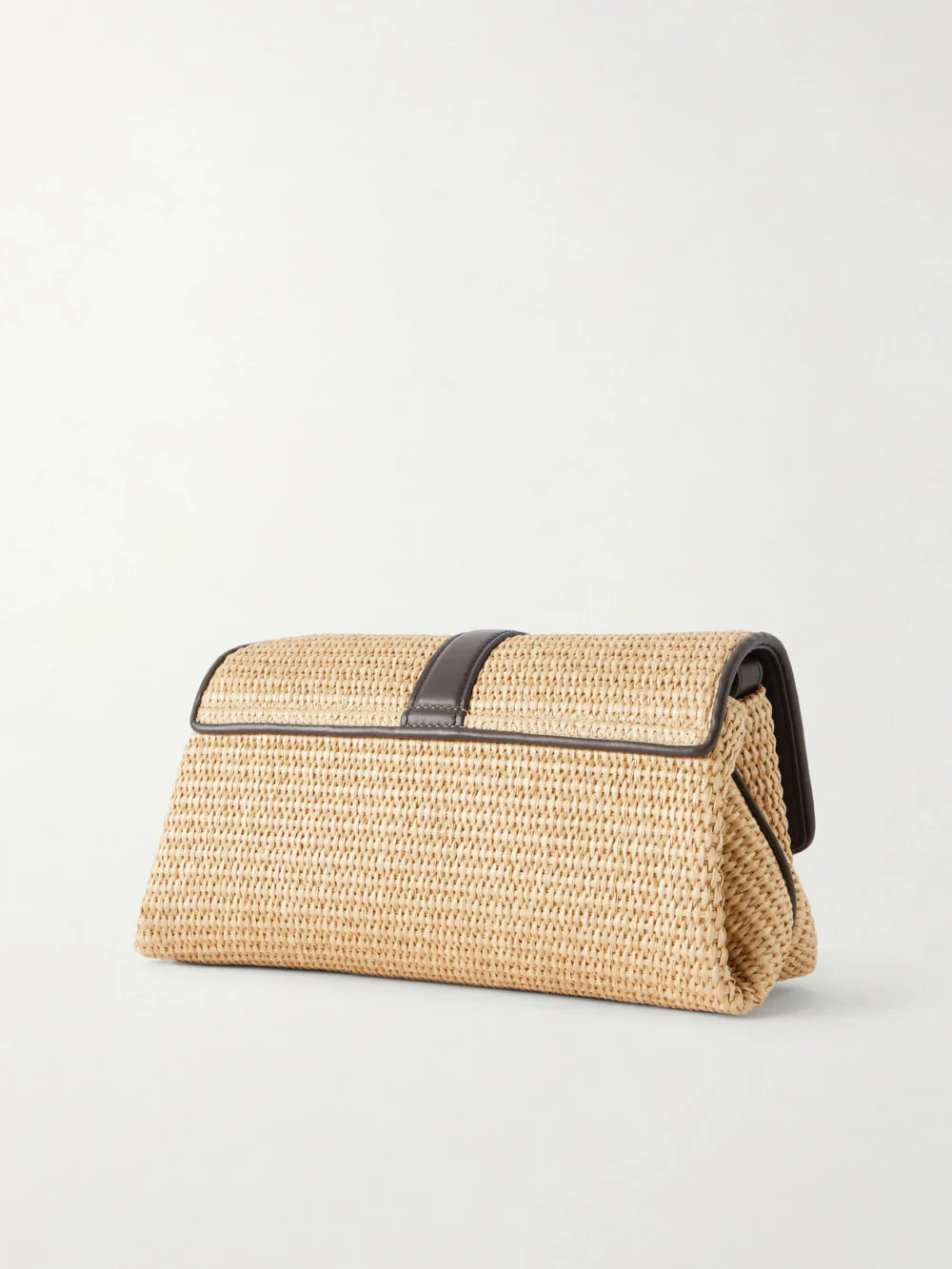 Back view of the Ferragamo Leather-trimmed Woven Raffia Cross Body Bag