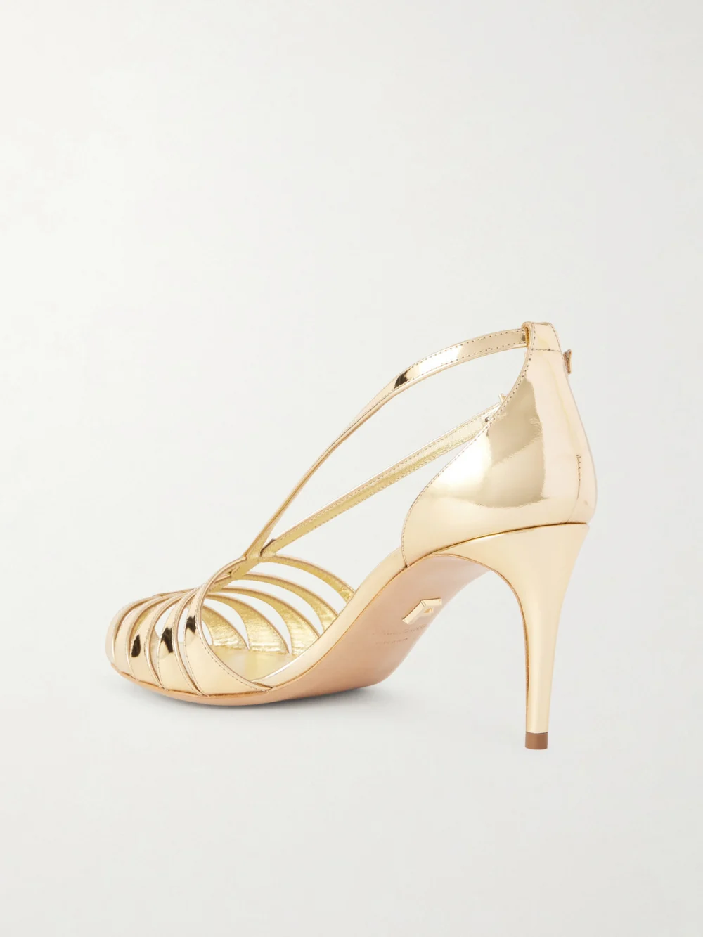 Back view of the Ferragamo Lilie Metallic-leather Sandals