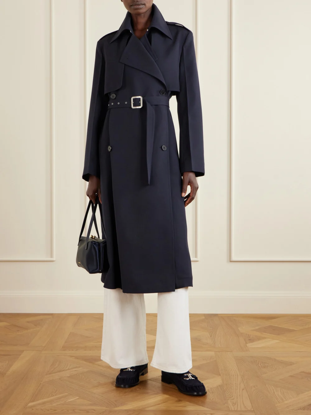 Ferragamo Maryan Suede Loafers, styled view