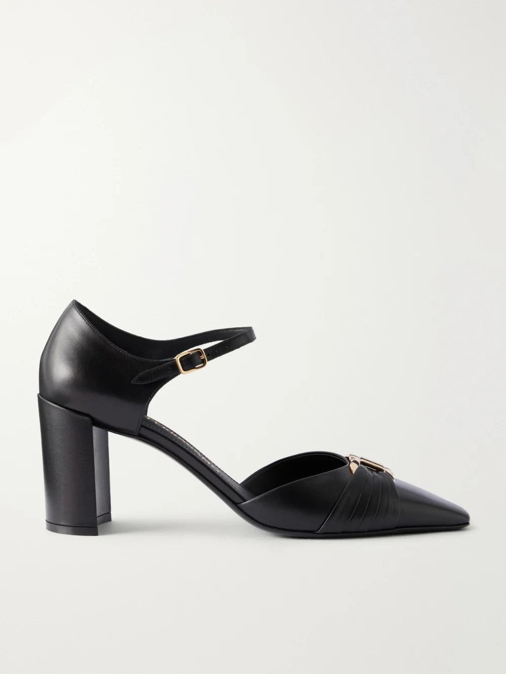 Ferragamo Migea 70 Buckle-detailed Leather Pumps in black
