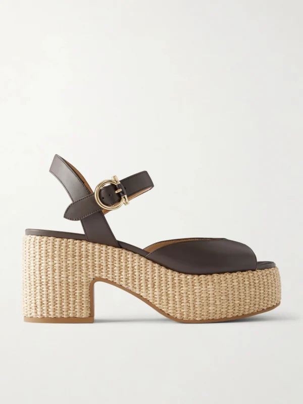 Ferragamo Nerea 90 Leather Platform Sandals