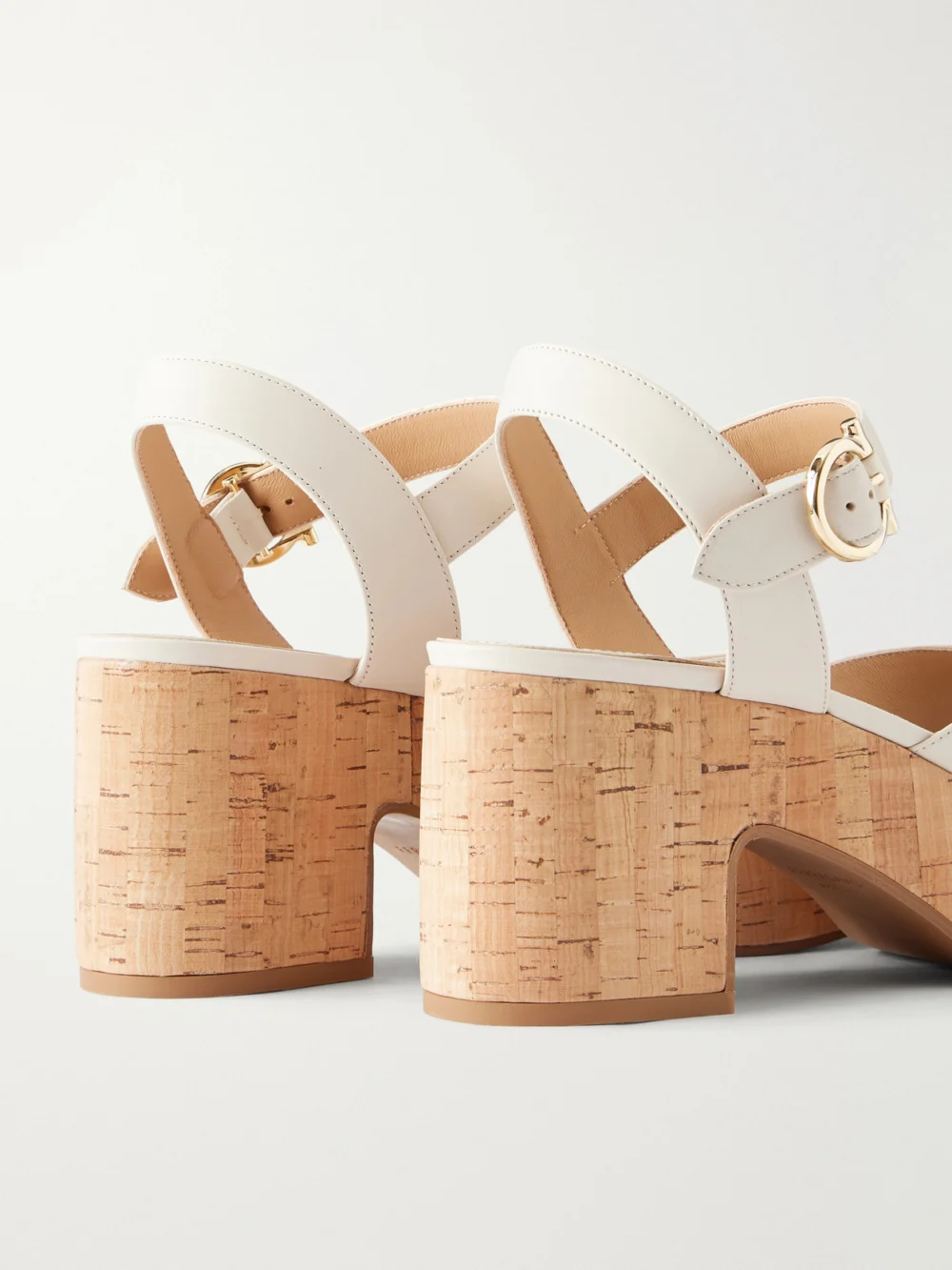 Close-up detail of the Ferragamo Nerea 90 Leather Platform Sandals
