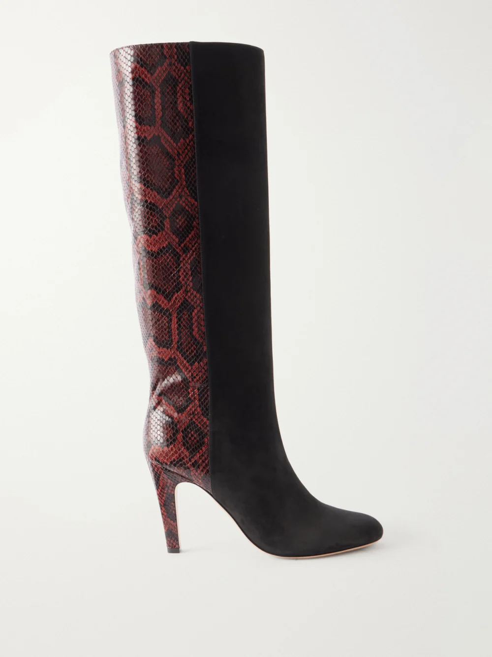 Ferragamo Nylu 95 Snake-effect Leather and Suede Boots in black