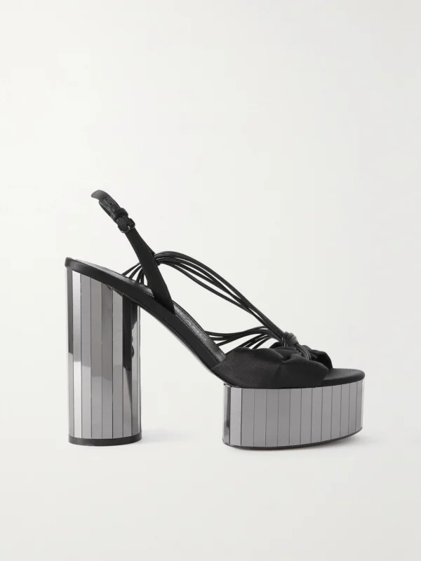 Ferragamo Sabina Leather-trimmed Satin Platform Sandals