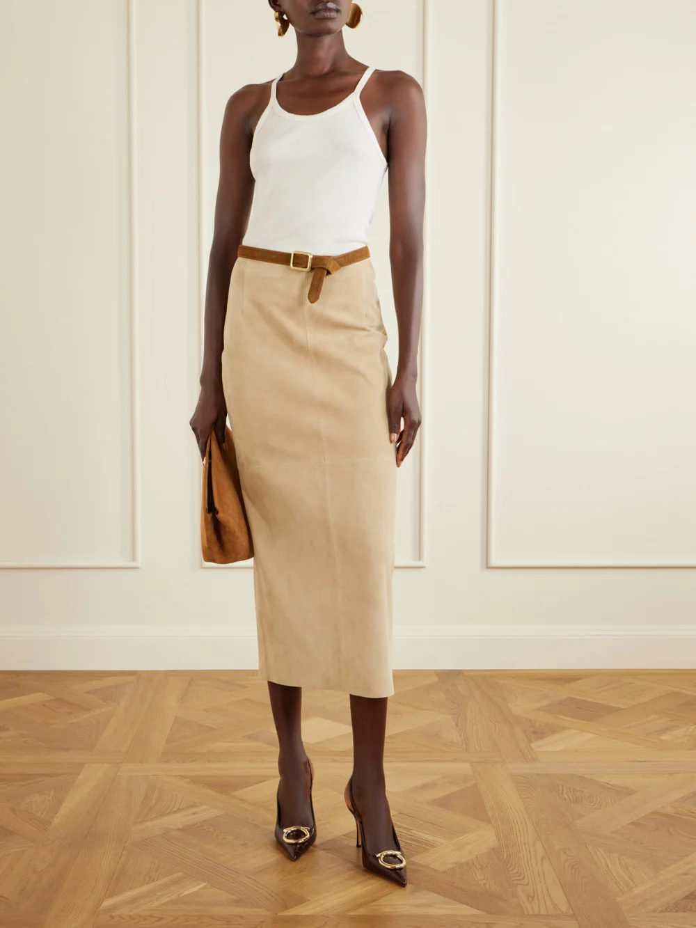 Ferragamo Sara 95 Croc-effect Leather Slingback Pumps, styled view