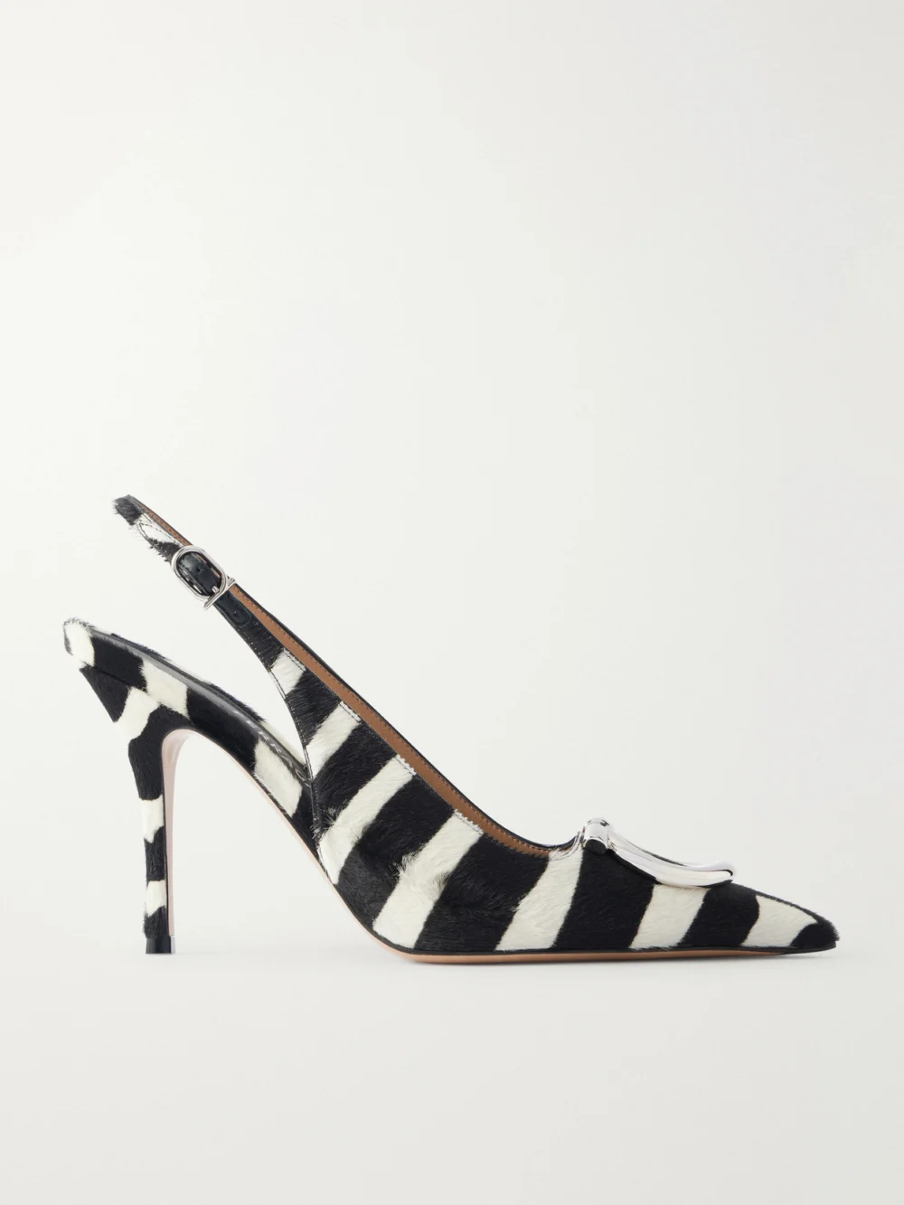 Ferragamo Sara Embellished Zebra-print Calf Hair Slingback Pumps in zebra print