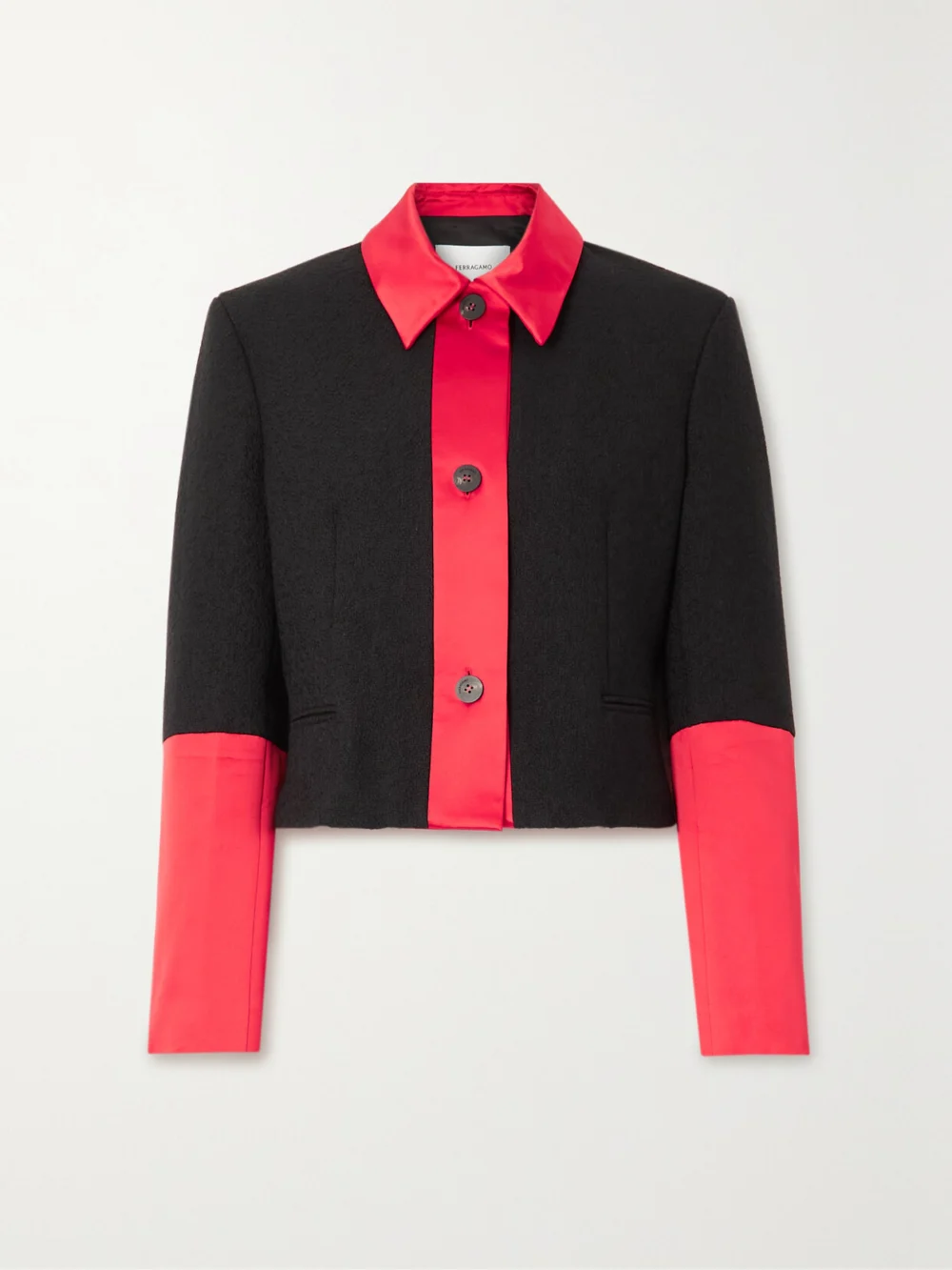 Ferragamo Silk-trimmed Bouclé Jacket in black