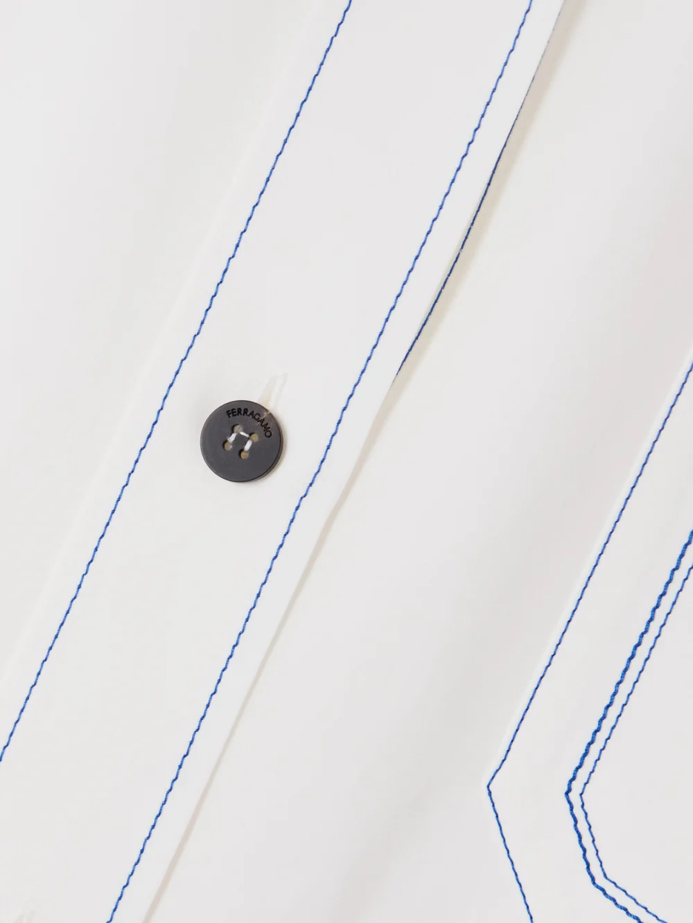 Close-up detail of the Ferragamo Topstitched Poplin Shirt
