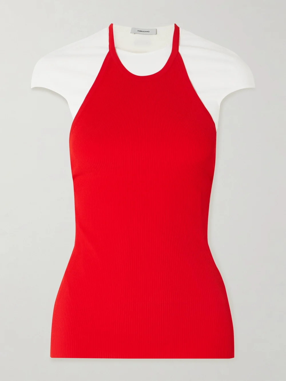 Ferragamo Two-tone Layered Ribbed Jersey Tank and T-shirt Set in x small