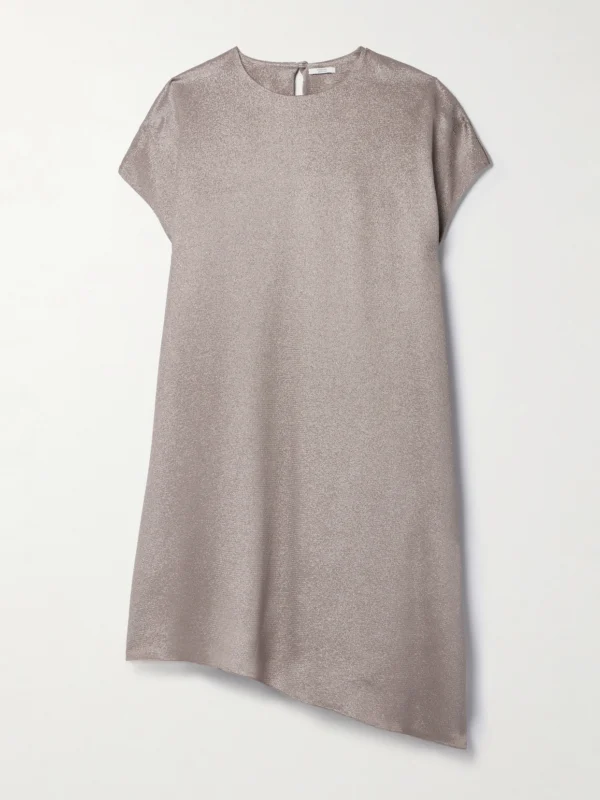 Fforme Angee Asymmetric Metallic Cloqué Mimi Dress