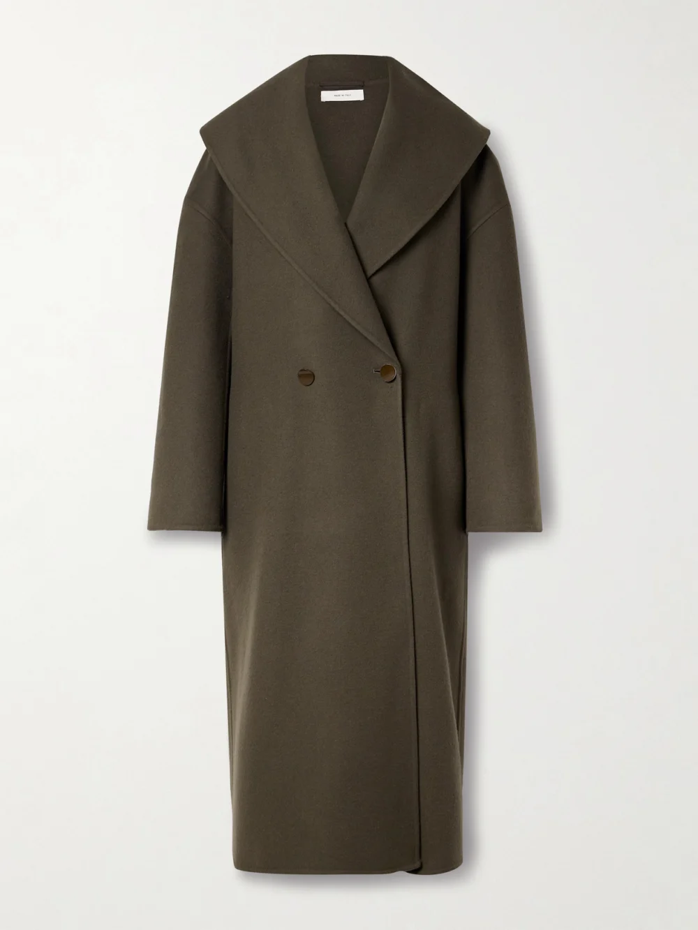 Fforme Carlson Double-breasted Wool Coat in dark green