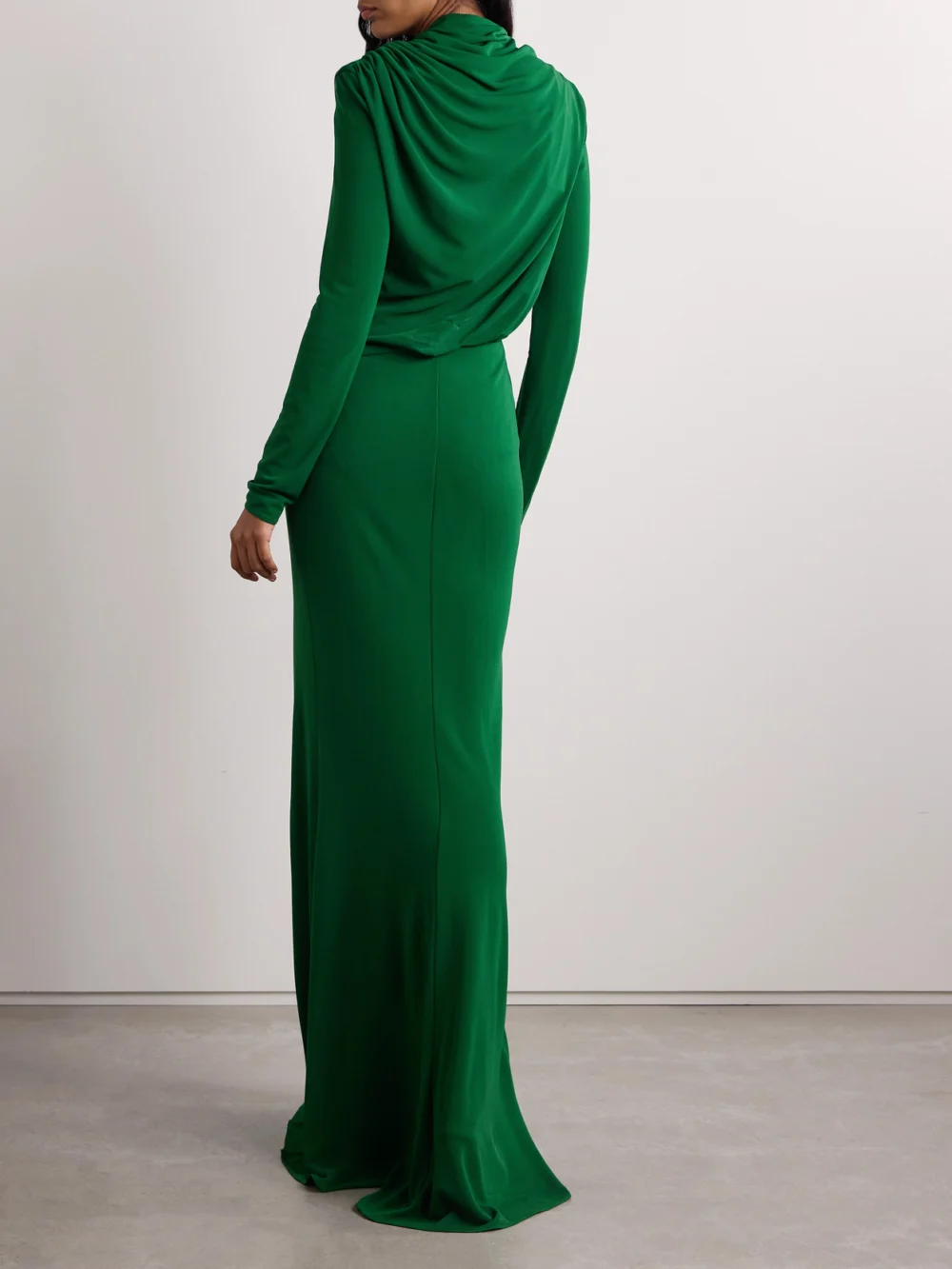 Back view of the Fforme Joy Pleated Draped Jersey Maxi Dress
