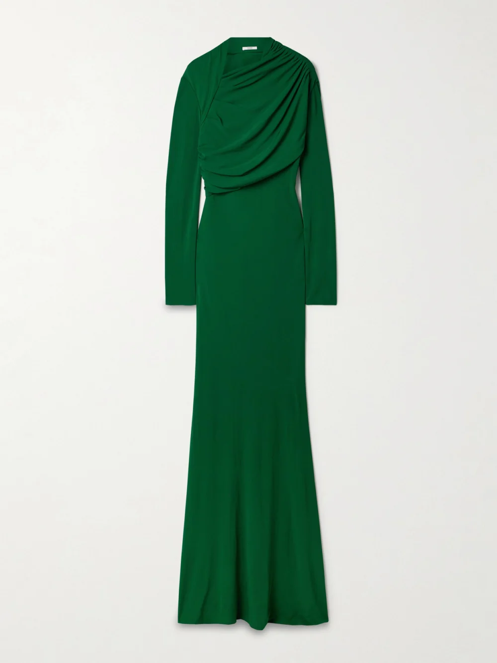 Fforme Joy Pleated Draped Jersey Maxi Dress in forest green