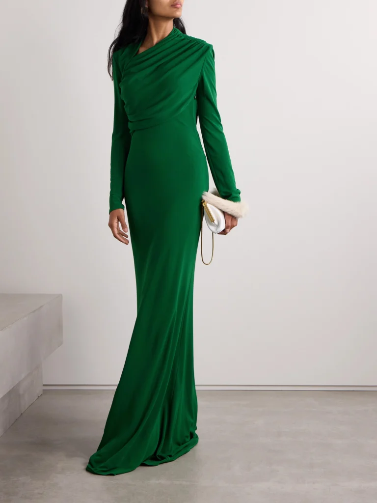 Fforme Joy Pleated Draped Jersey Maxi Dress