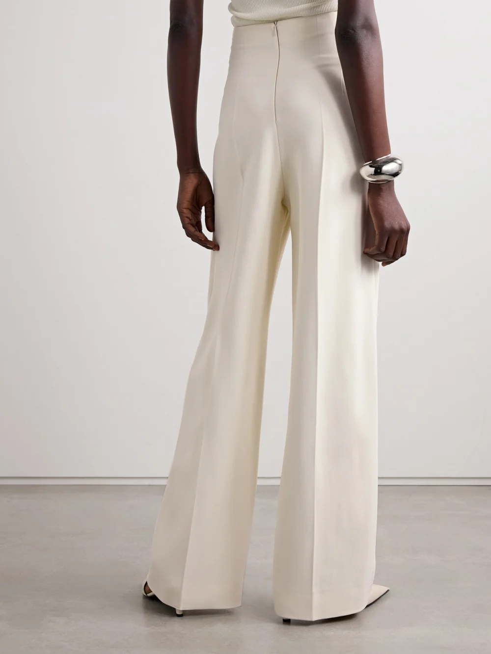 Back view of the Fforme Peyton Crepe Wide-leg Pants
