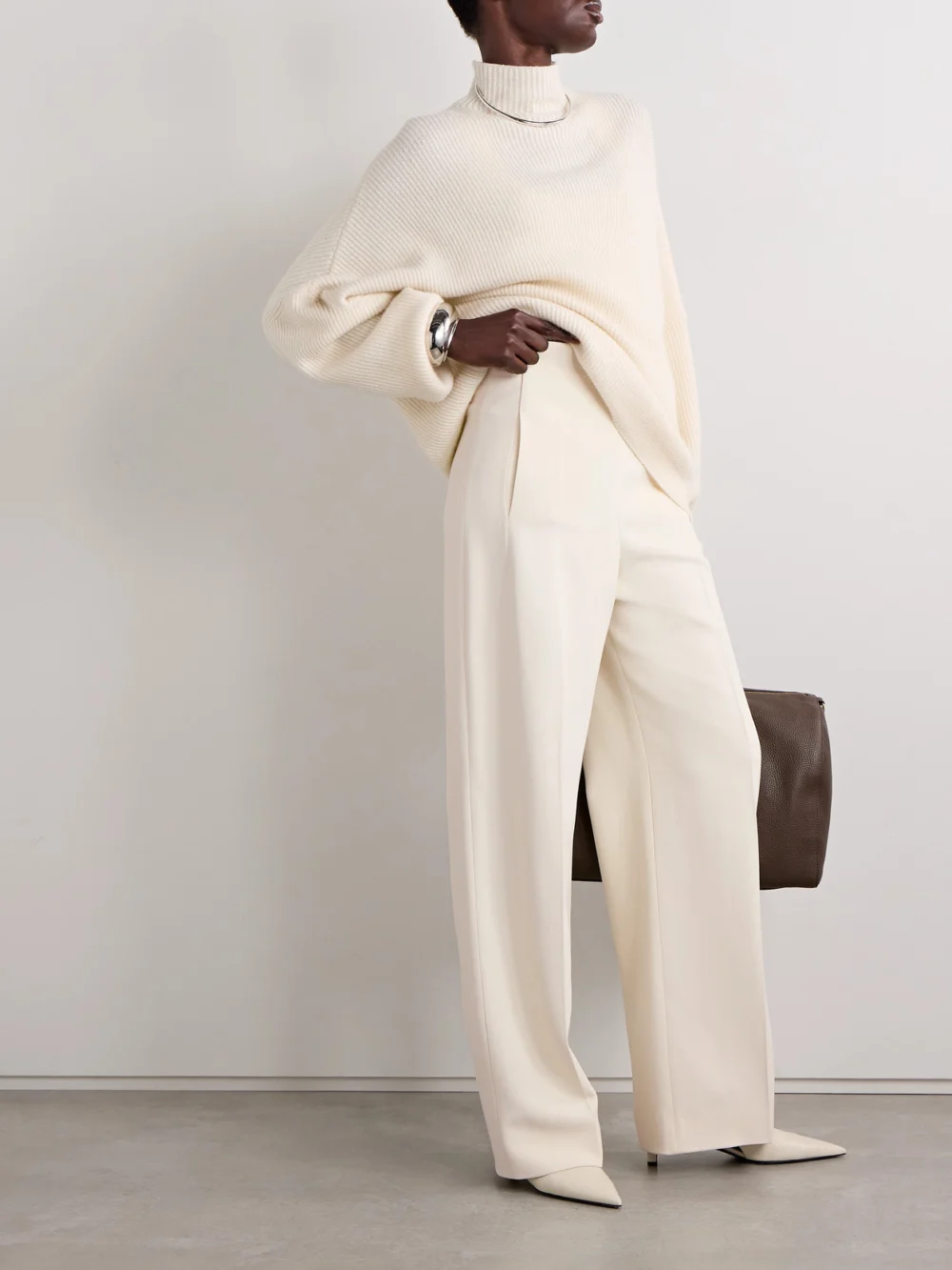 Fforme Peyton Crepe Wide-leg Pants, worn by a model