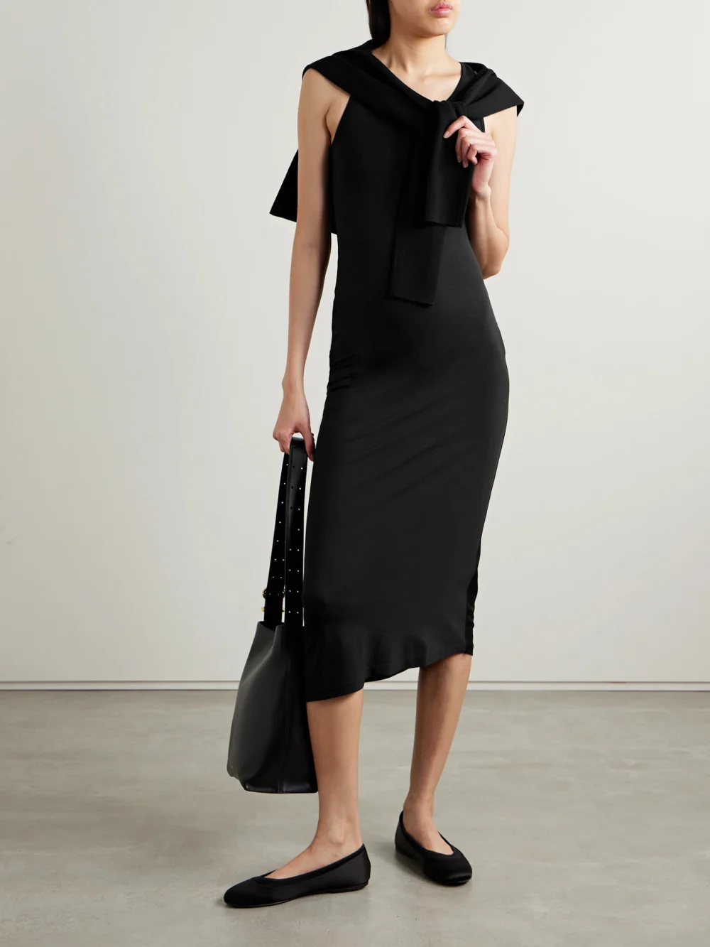 Fforme Reva Stretch-silk Midi Dress, worn by a model