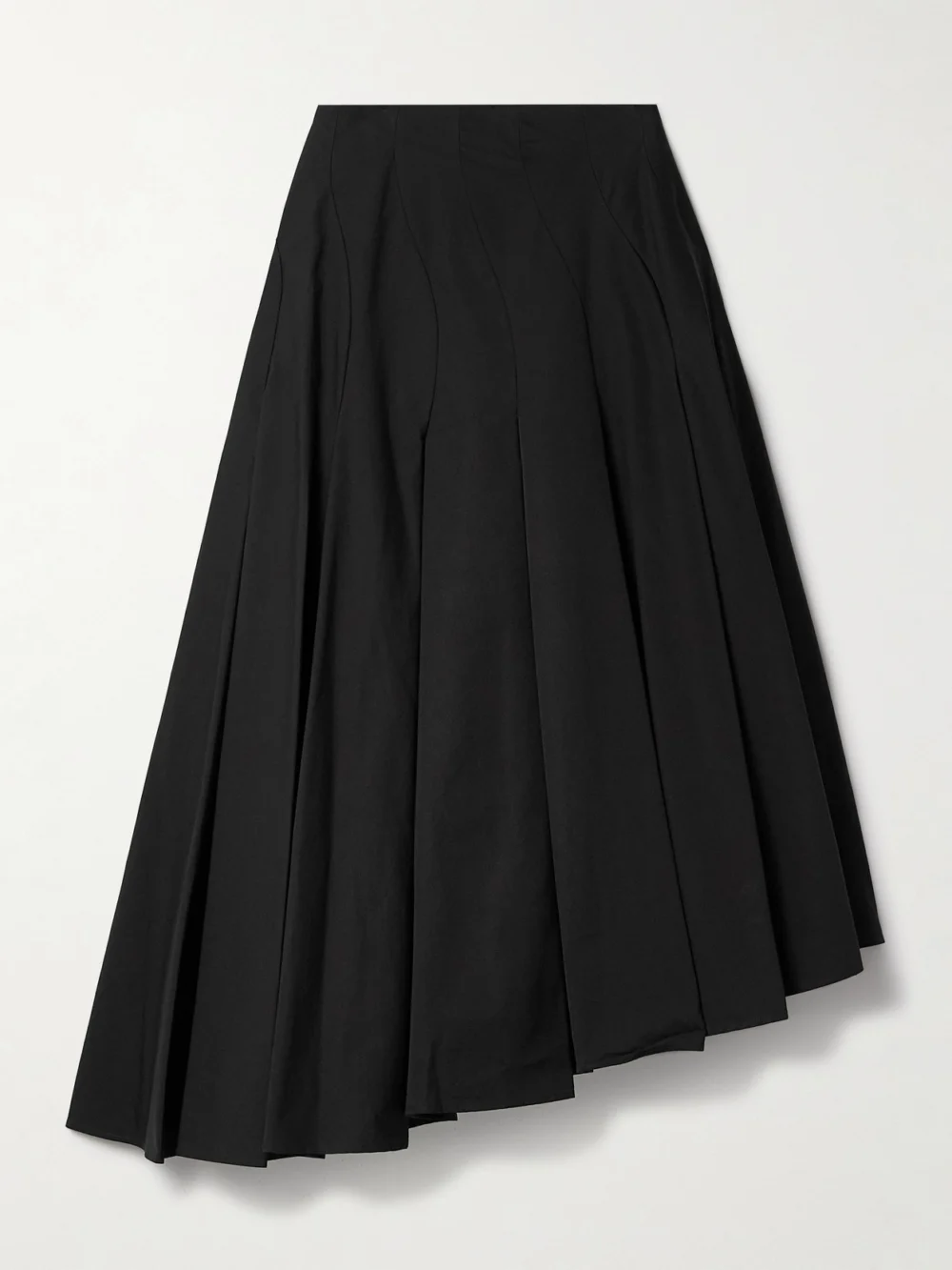Fforme Rio Asymmetric Paneled Cotton-poplin Midi Skirt in black