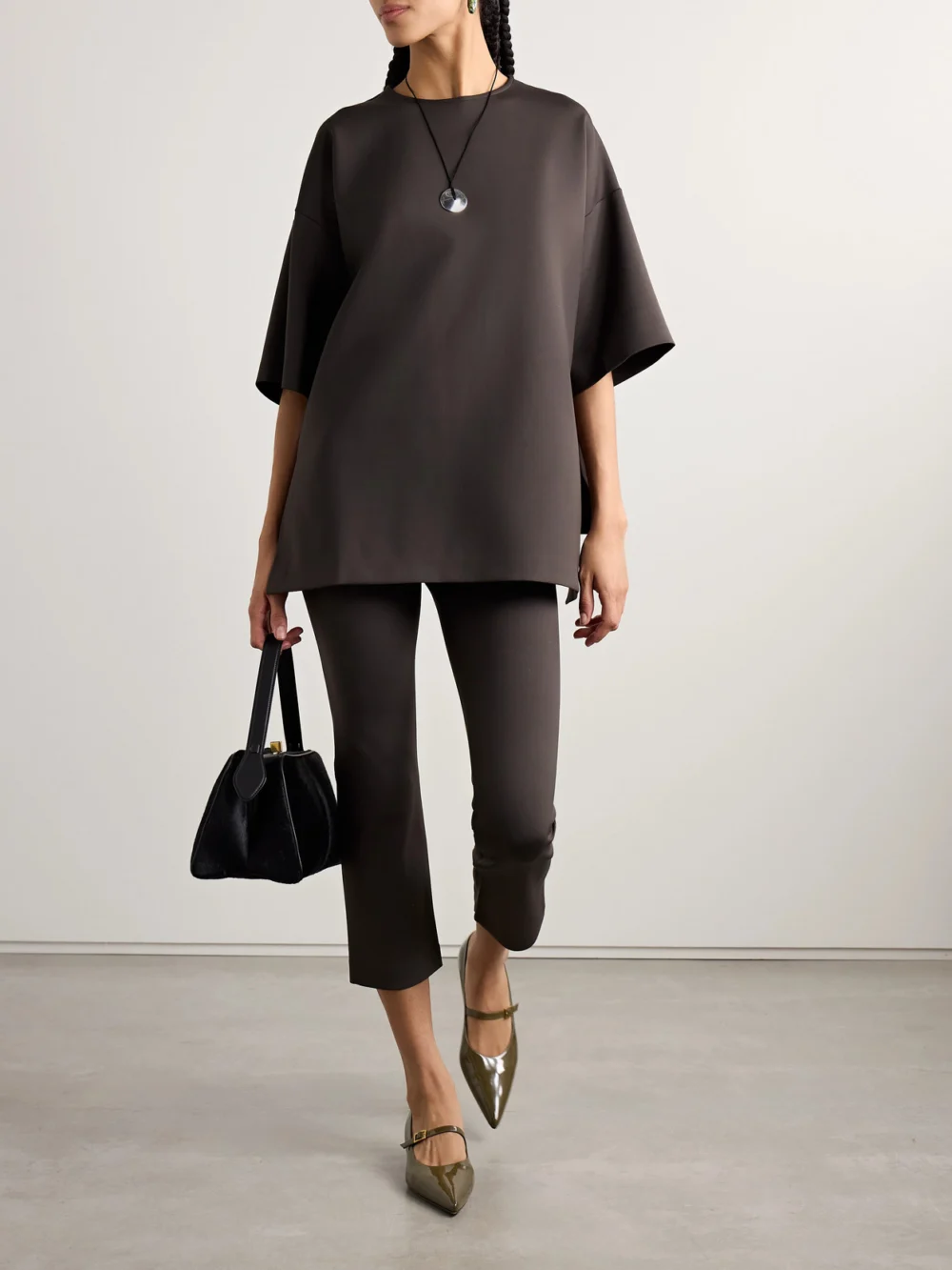 Fforme Stretch-ponte T-shirt, worn by a model