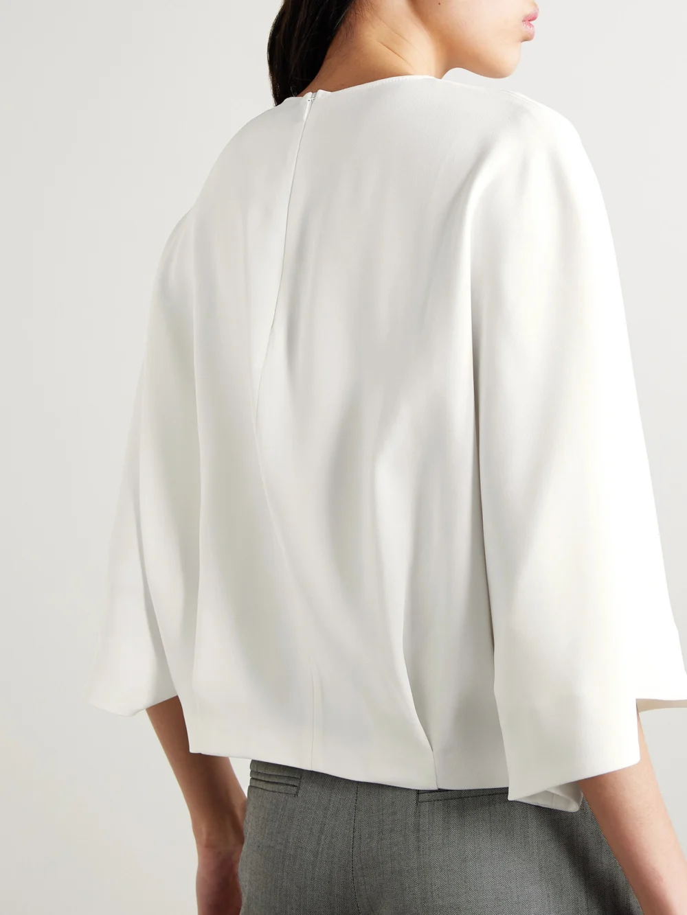 Back view of the Fforme Tala Pleated Crepe Top