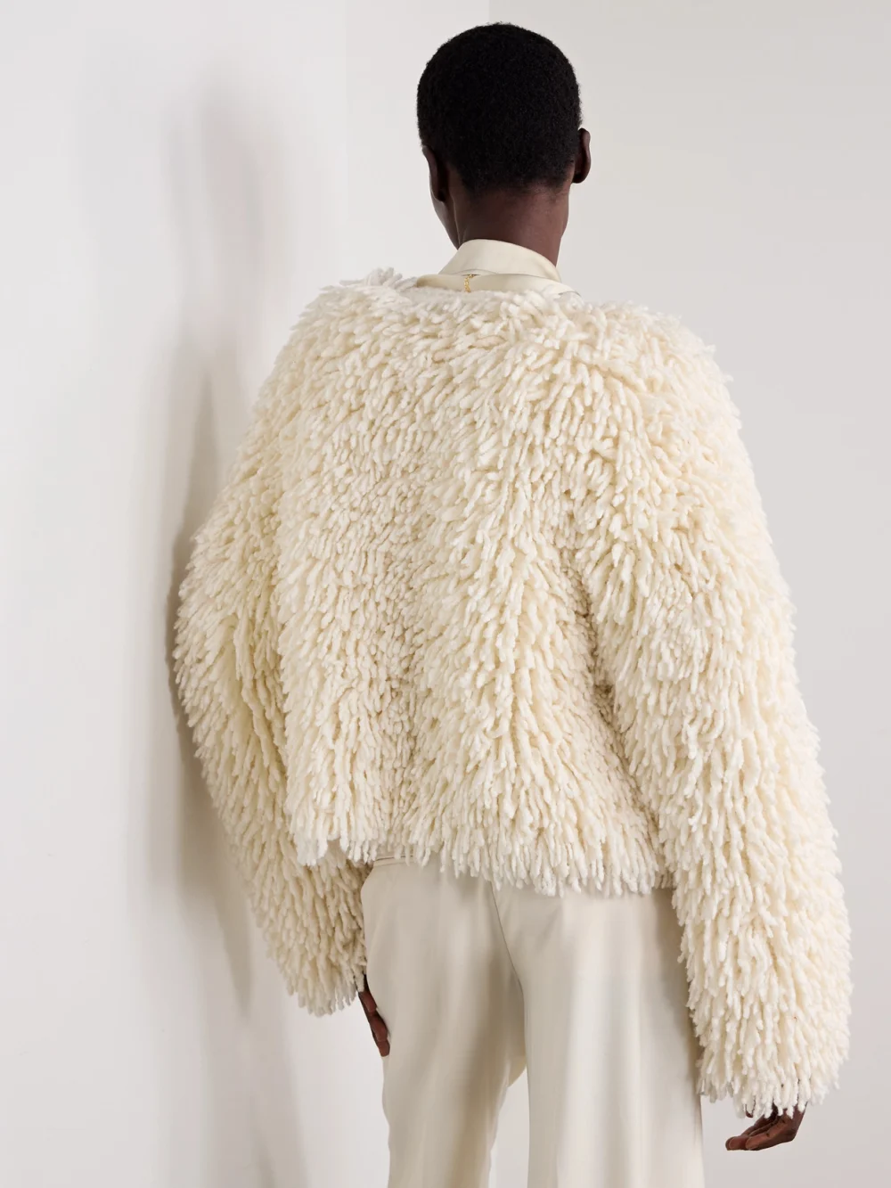 Back view of the Fforme Van Merino Wool-blend Jacket