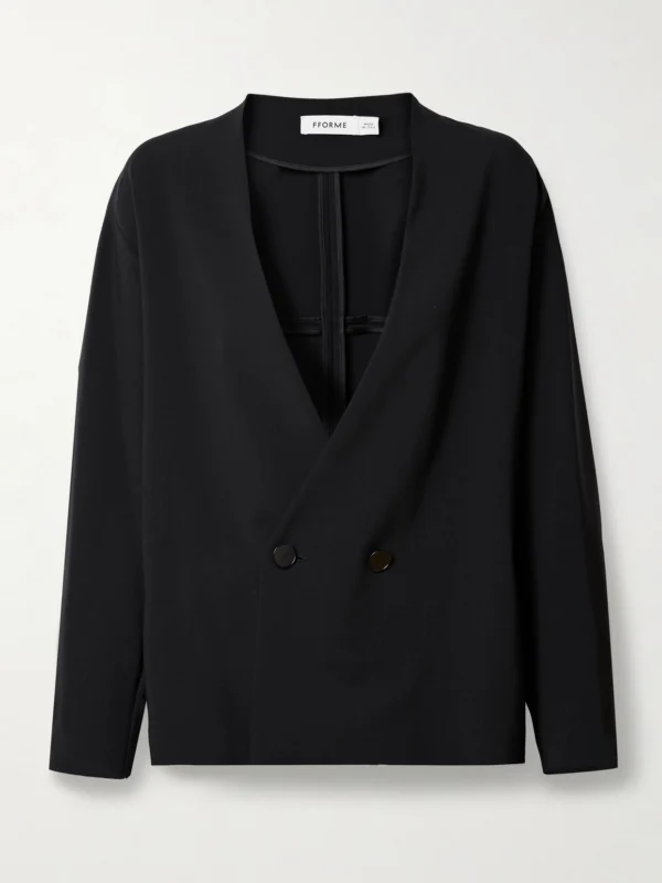 Fforme Velma Double-breasted Wool-blend Crepe Blazer
