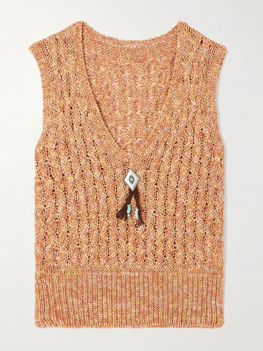 Fortela Cable-knit Cotton Vest in orange