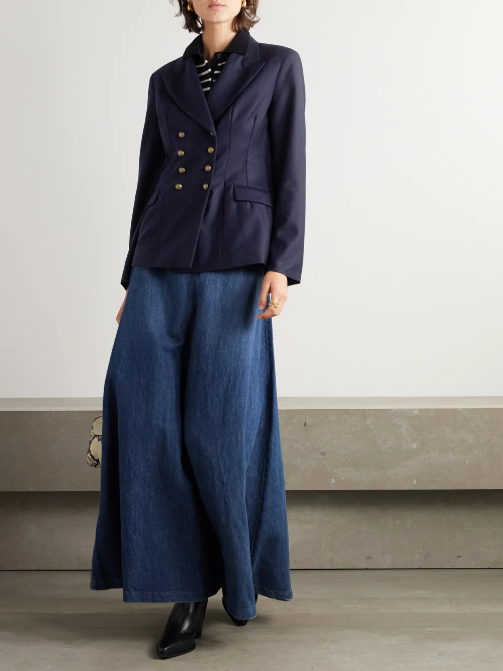 Fortela Double-breasted Wool-felt Blazer, worn by a model
