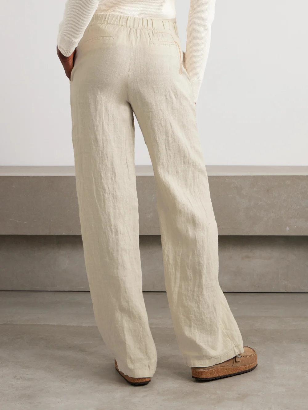 Back view of the Fortela Jaleh Linen Straight-leg Pants