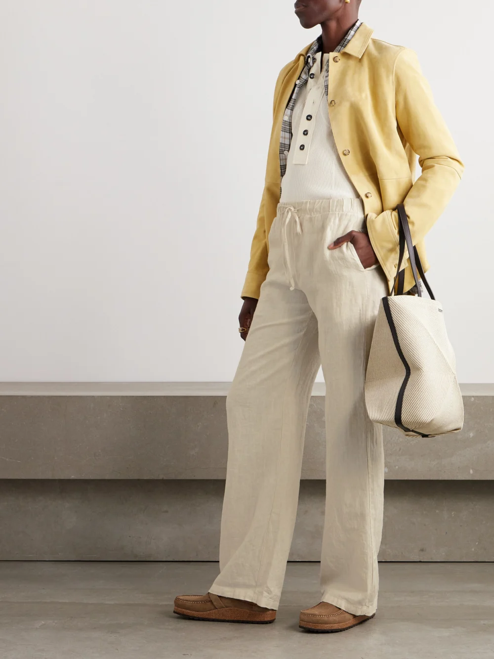 Fortela Jaleh Linen Straight-leg Pants, worn by a model
