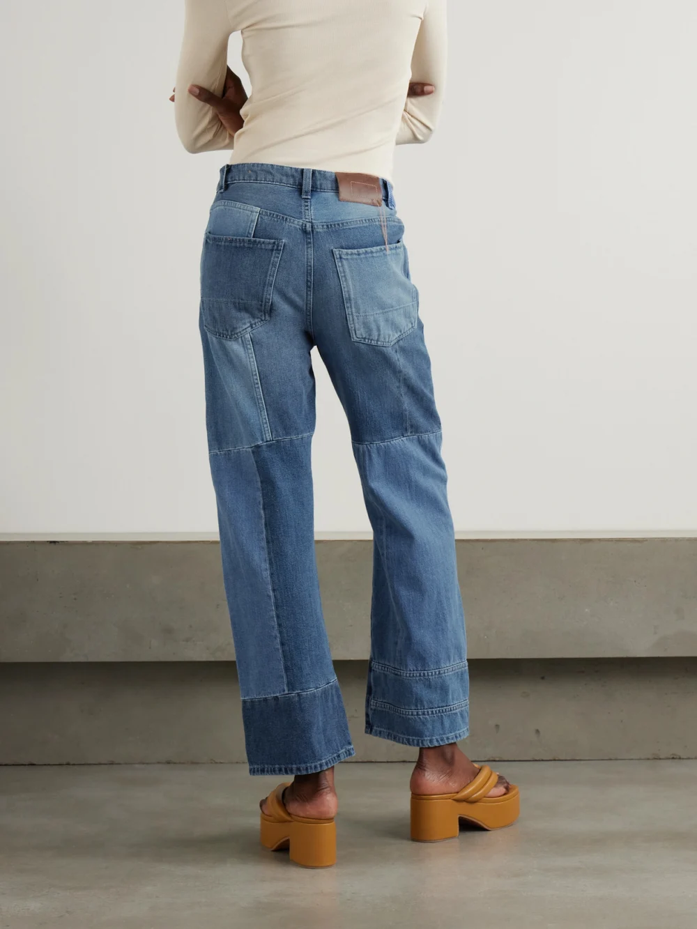 Back view of the Fortela Patchwork Straight-leg Jeans