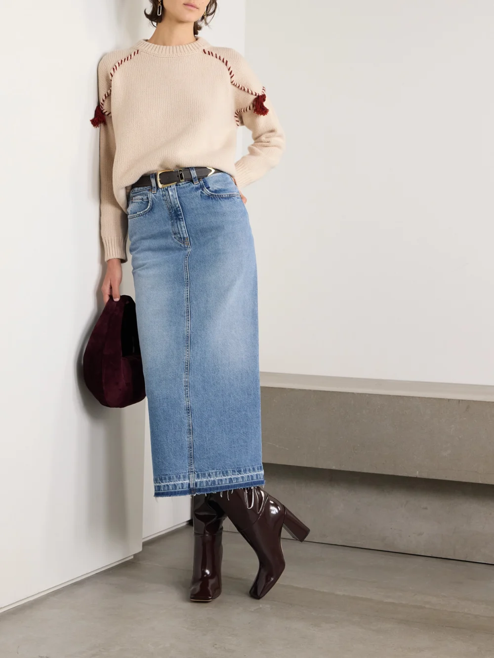 Fortela Tasseled Wool and Cashmere-blend Sweater, worn by a model
