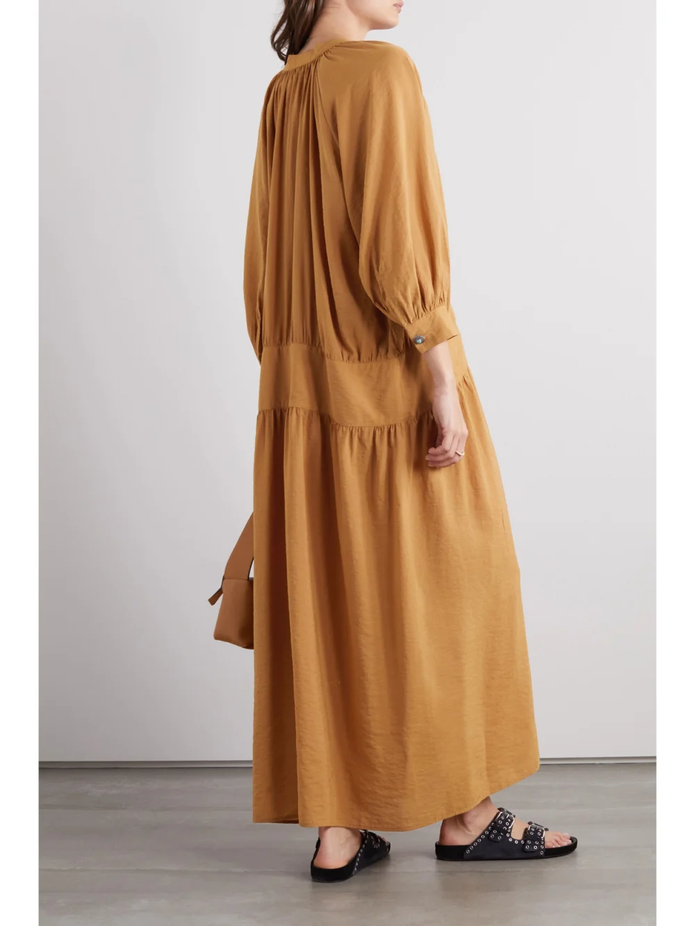 Back view of the Fortela Violet Embellished Lyocell-blend Maxi Dress