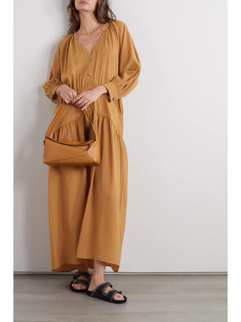 Fortela Violet Embellished Lyocell-blend Maxi Dress, worn by a model