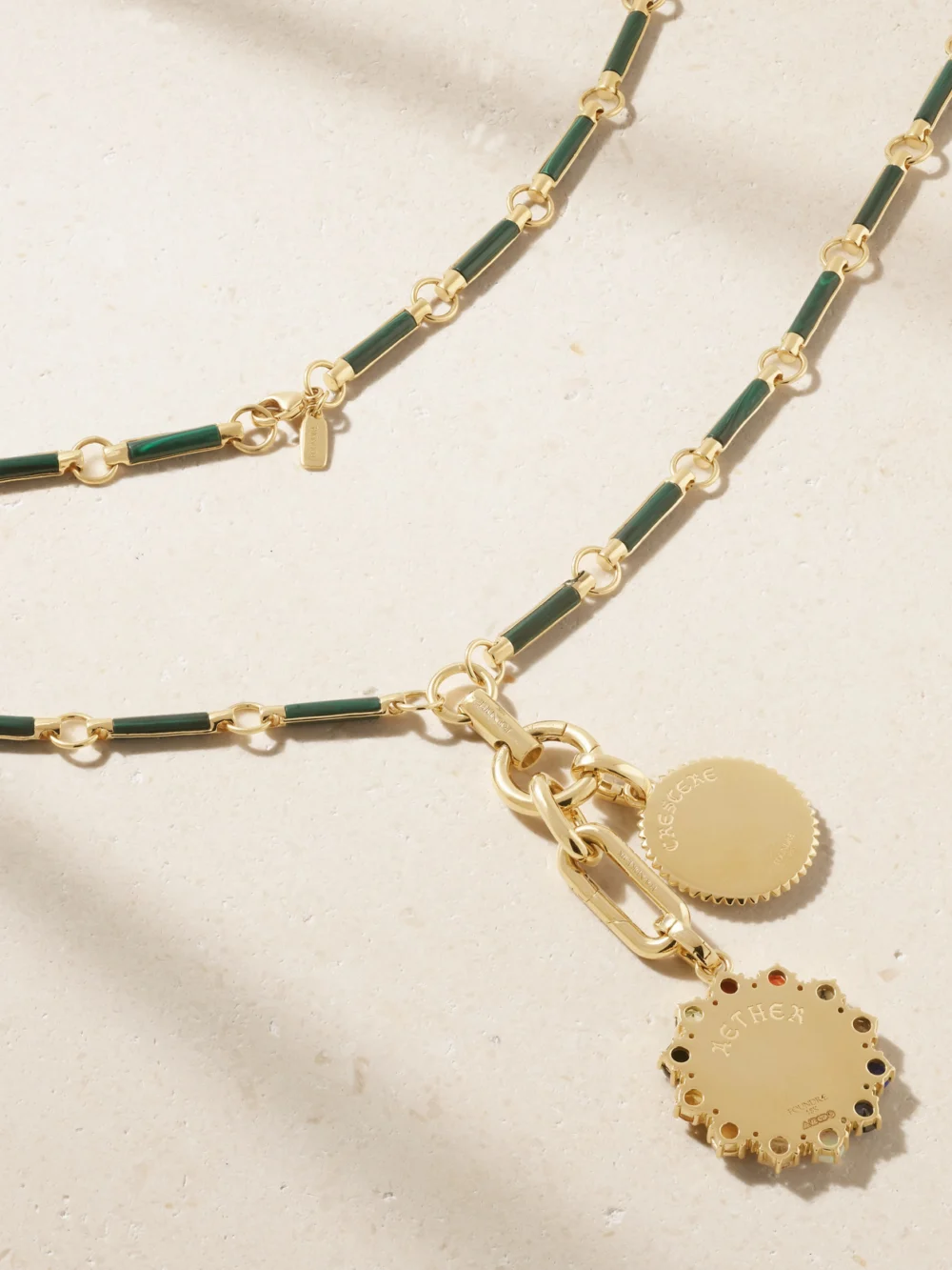 Back view of the FoundRae 18-karat Gold and Enamel Multi-stone Necklace