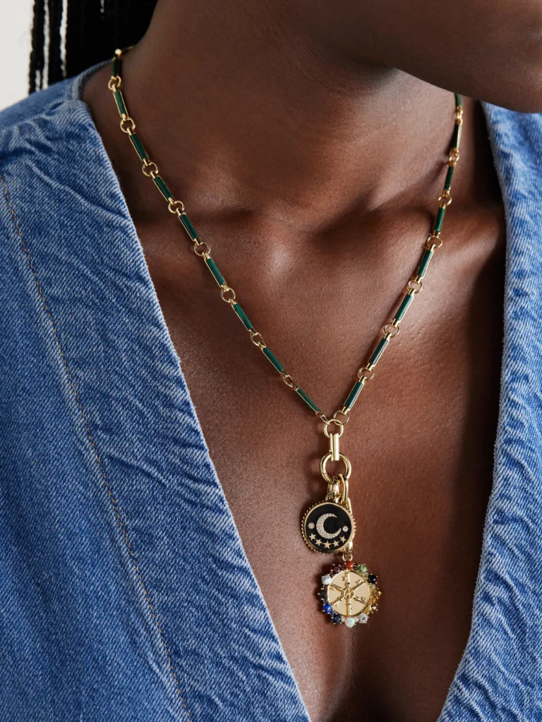 FoundRae 18-karat Gold and Enamel Multi-stone Necklace