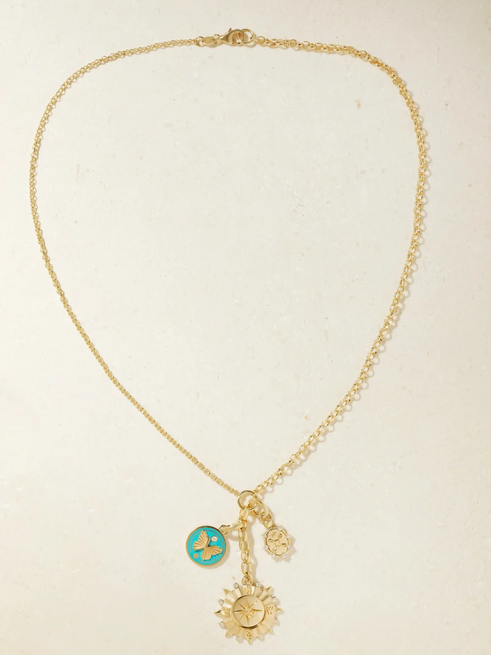 Close-up detail of the FoundRae 18-karat Gold, Enamel and Diamond Necklace