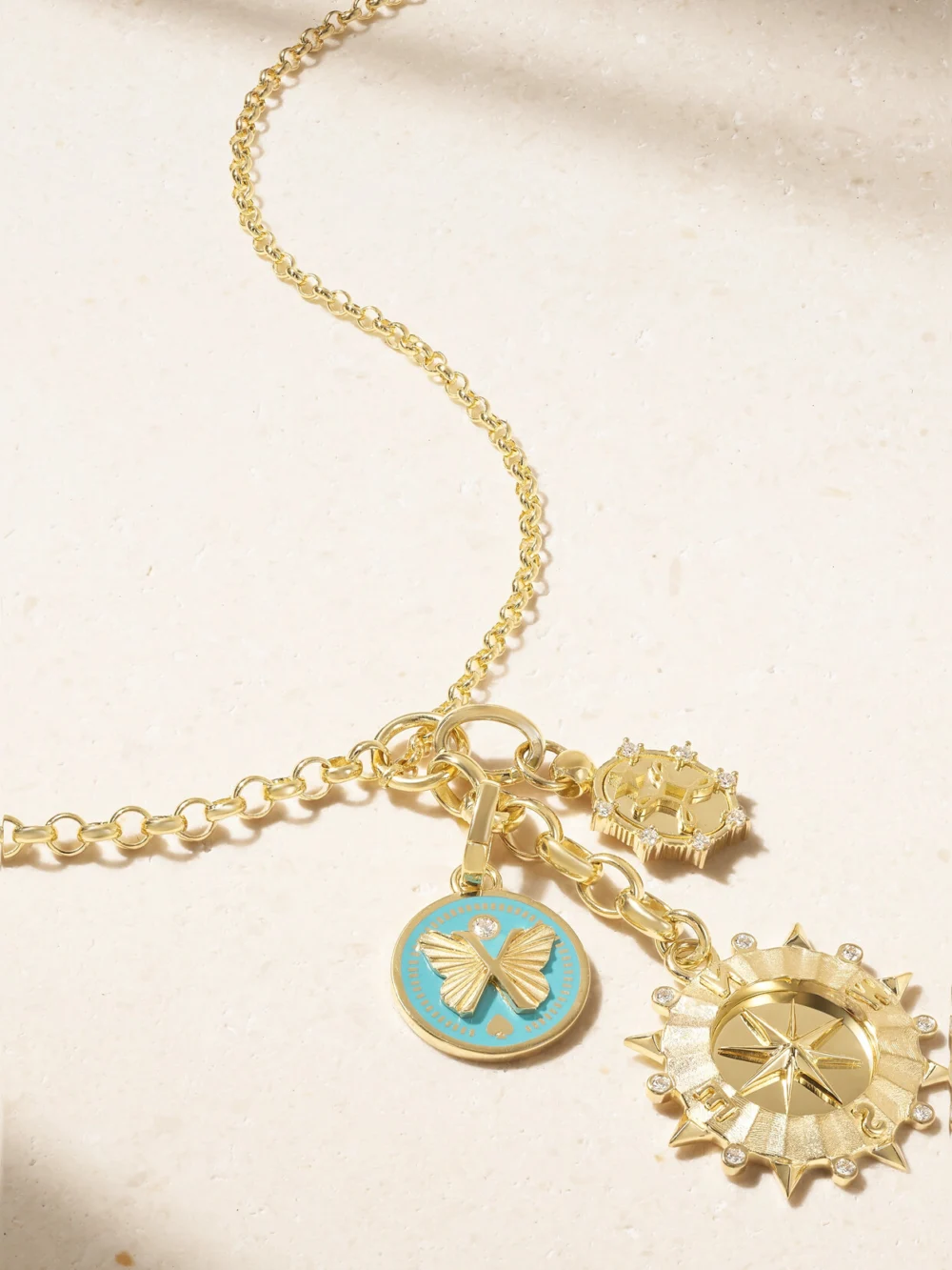 FoundRae 18-karat Gold, Enamel and Diamond Necklace