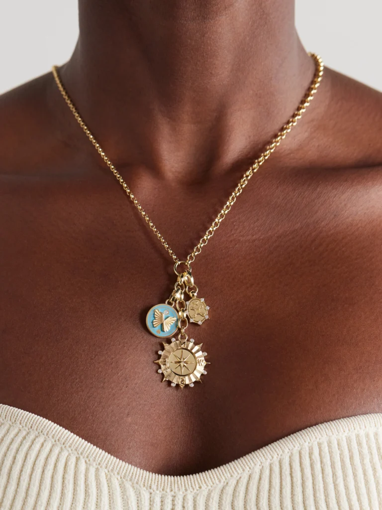 FoundRae 18-karat Gold, Enamel and Diamond Necklace