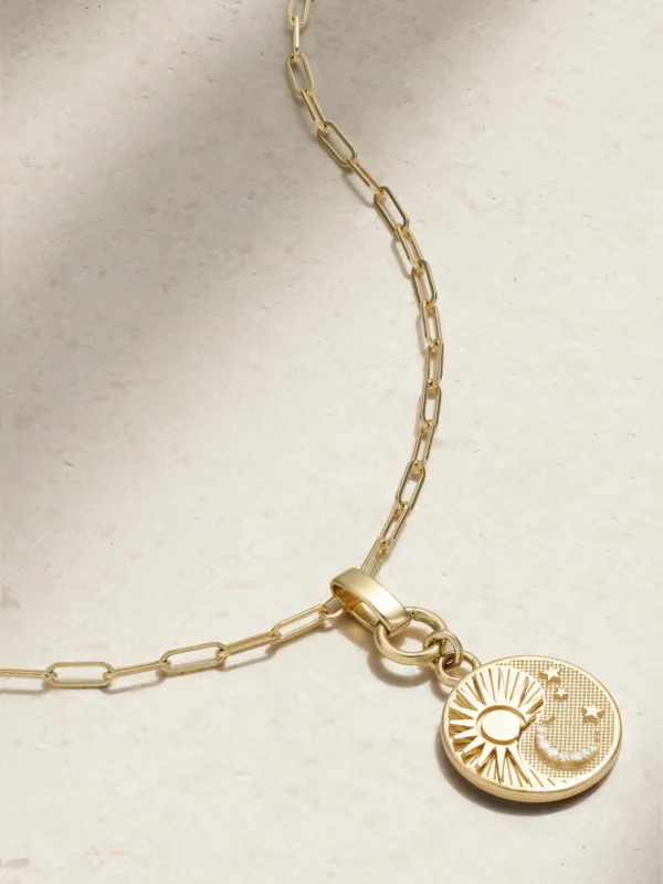 FoundRae Balance 18-karat Gold and Enamel Necklace