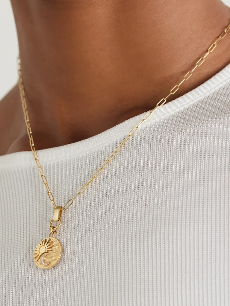 FoundRae Balance 18-karat Gold and Enamel Necklace