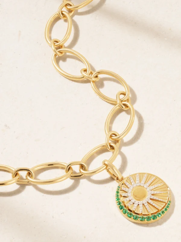 FoundRae Balance 18-karat Gold, Emerald and Diamond Necklace