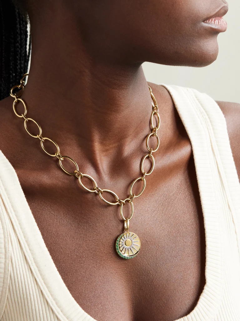 FoundRae Balance 18-karat Gold, Emerald and Diamond Necklace